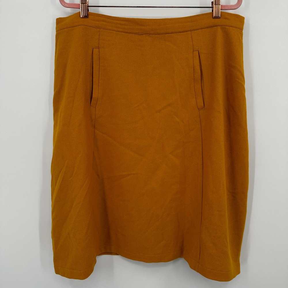 ModCloth Mustard Yellow Wool Blend Herringbone Mini Skirt Plus Size 1X 60s Style